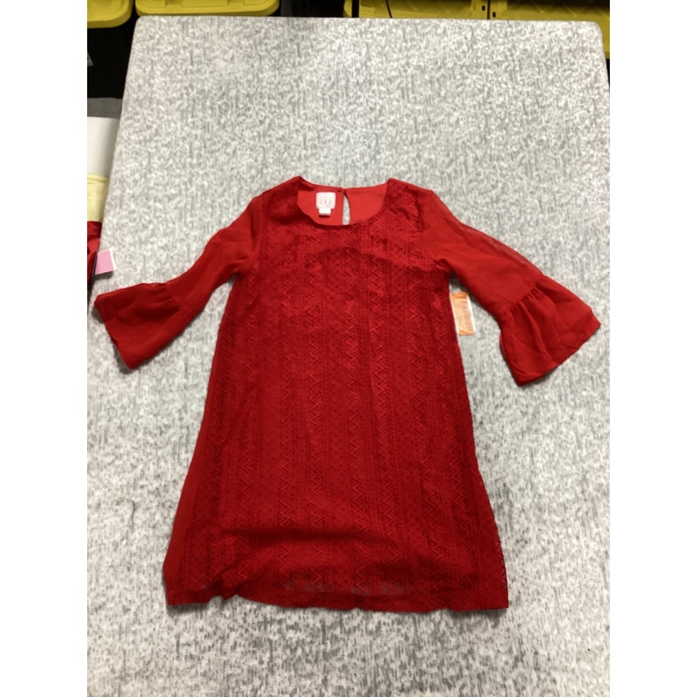 CRB Girl‎ Red Lace Bell Sleeve Shift Dress Kids Size 12 NWT Holiday Party
